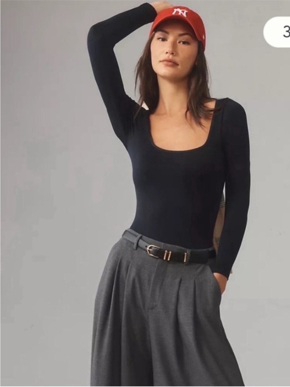 Anthropologie Black Scoop-Neck Long-Sleeve Bodysuit